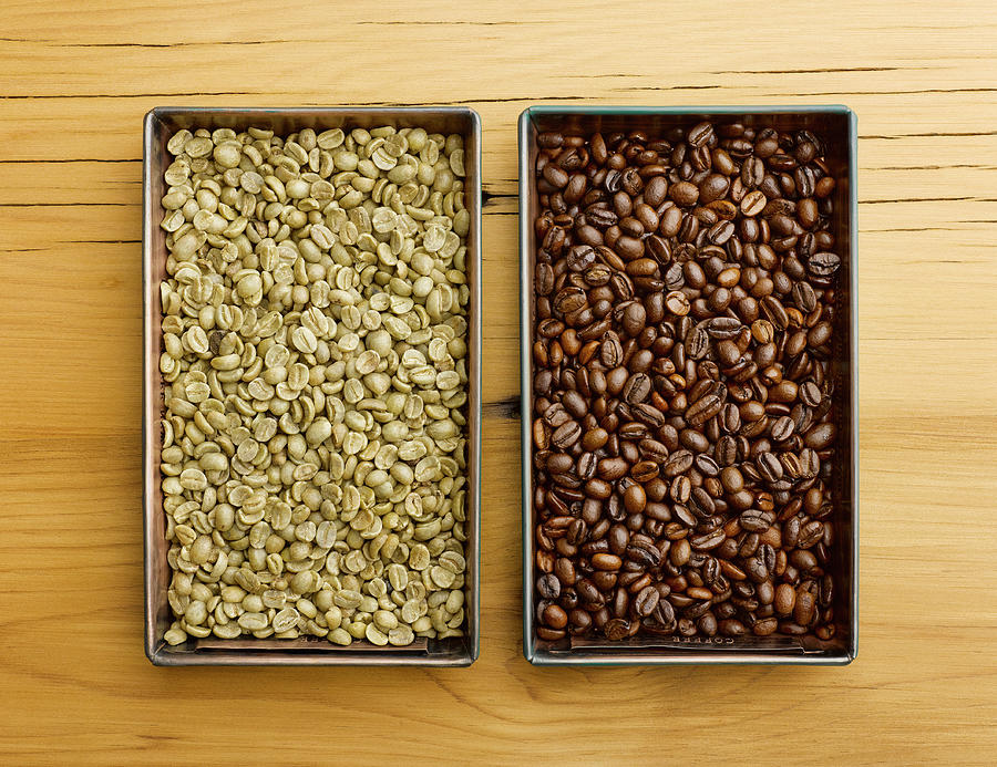 Raw Vs Roasted Coffee Beans In Trays Photograph by Jeffrey Coolidge