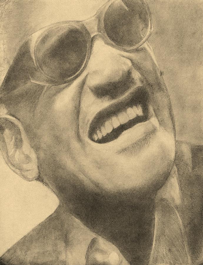 Portrait Drawing - Ray Charles by Glenn Daniels Portrait Drawing - Ray Charles by Glenn Daniels