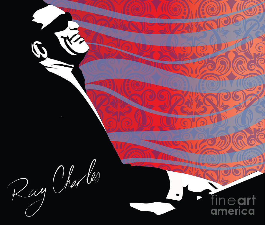 Ray Charles jazz digital illustration print poster  Digital Art by Sassan Filsoof
