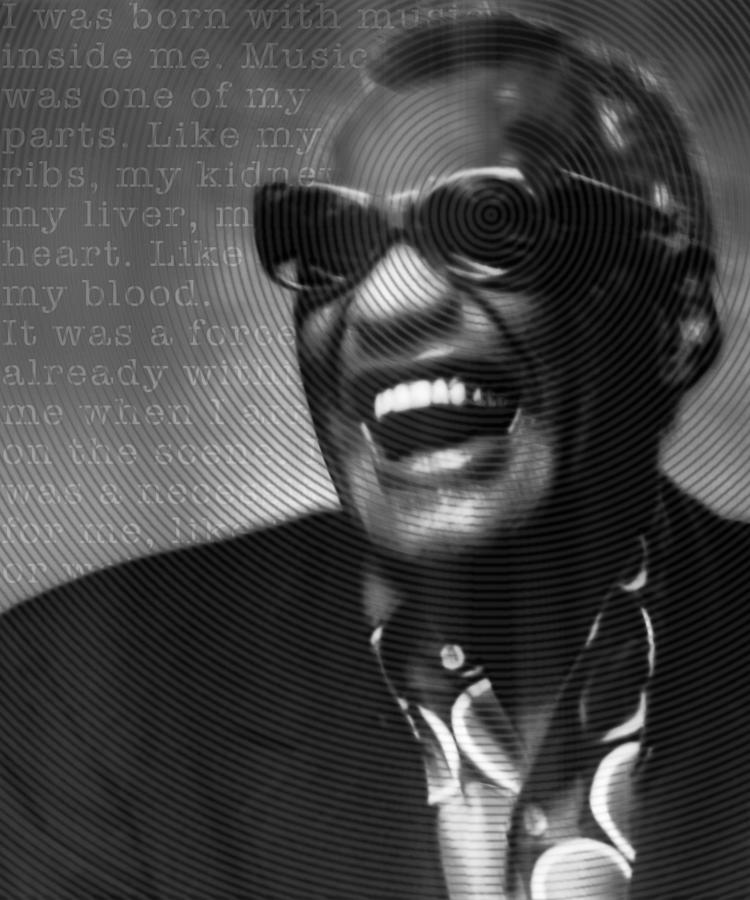 Ray Charles Robinson and Quote Black and Gray Painting by Tony Rubino