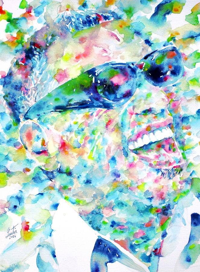 RAY CHARLES - watercolor portrait Painting by Fabrizio Cassetta