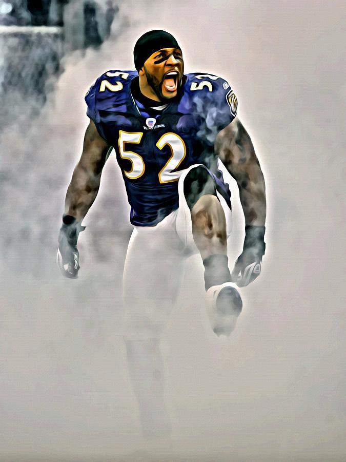Football Painting - Ray Lewis by Florian Rodarte.