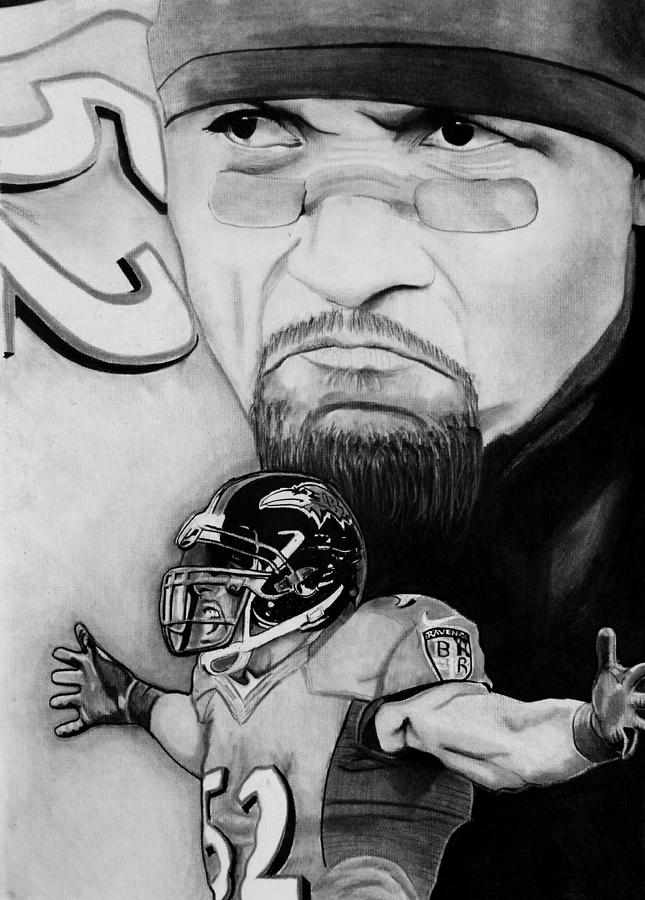 Ray Lewis Drawing by Jason Dunning
