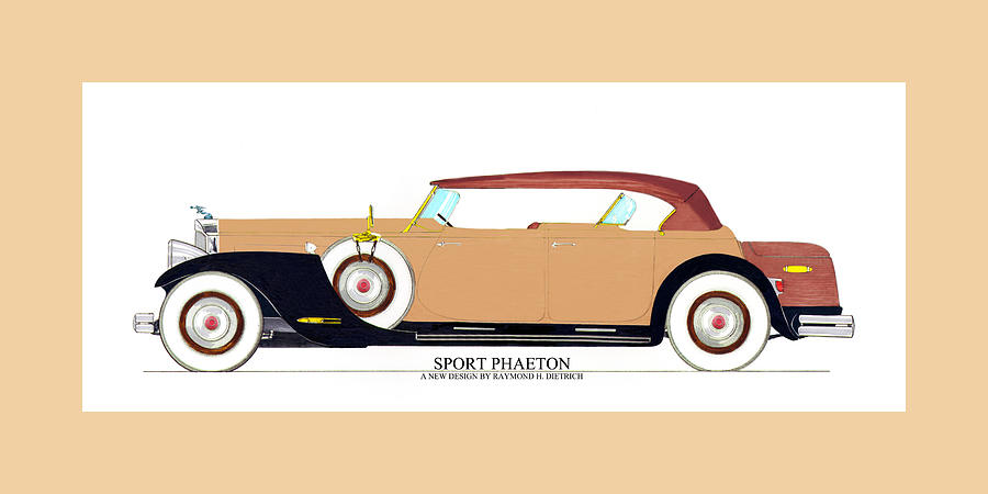 Raymond H Dietrich Packard Sport Phaeton Concept Painting by Jack Pumphrey
