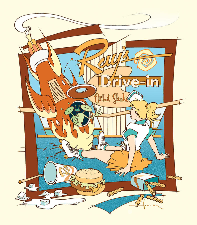 Rays Drive-in - blonde Drawing by Larry Hunter