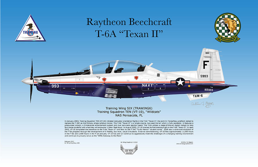 Raytheon Beechcraft T-6A Texan II Digital Art by Arthur Eggers