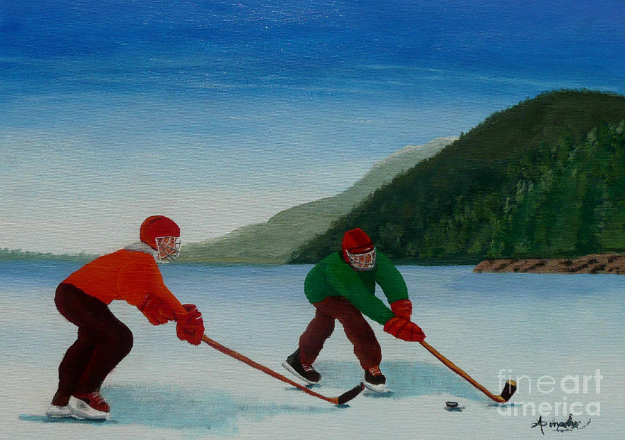 Hockey Painting - Reach for It by Anthony Dunphy