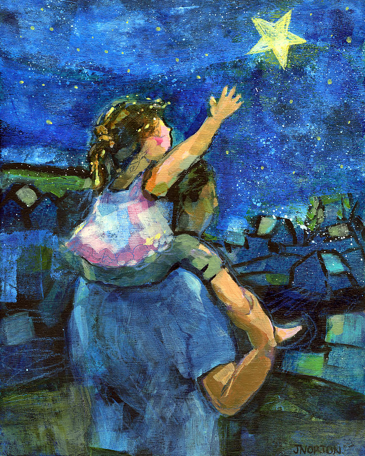 Fathers Day Painting - Reach for the Stars by Jen Norton