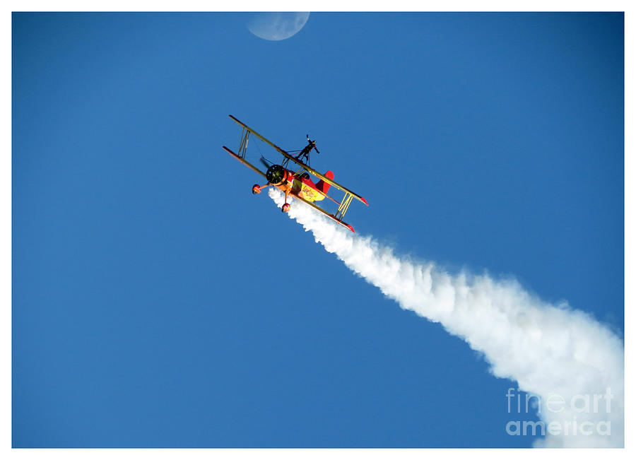 Airplane Photograph - Reaching for the moon. Oshkosh 2012. Postcard border. by Ausra Huntington nee Paulauskaite