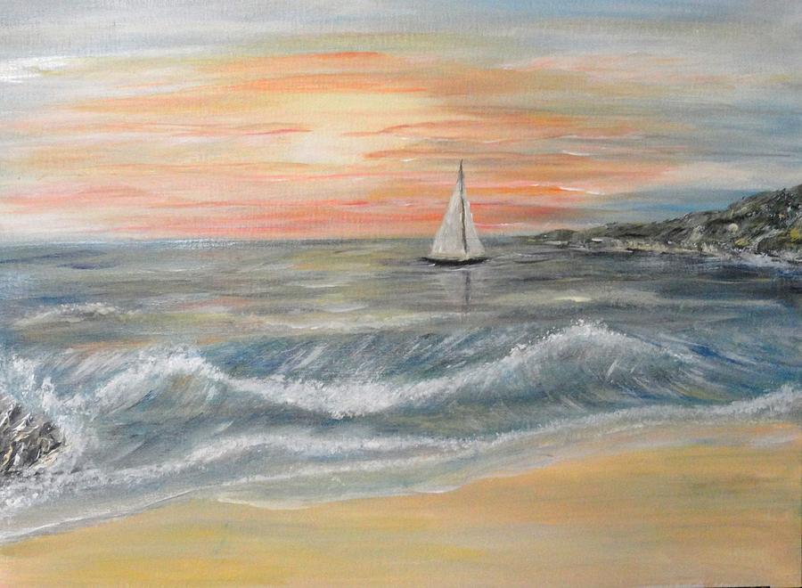 Seascape Painting - Reaching Horizon and Beyond... by Corina Blejan Lupascu