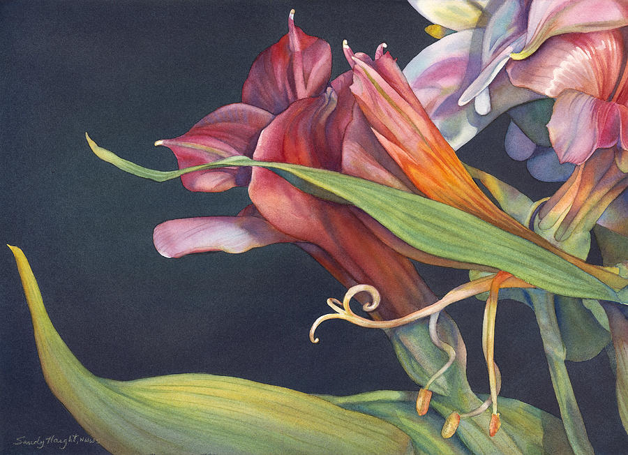 Flowers Still Life Painting - Reaching by Sandy Haight