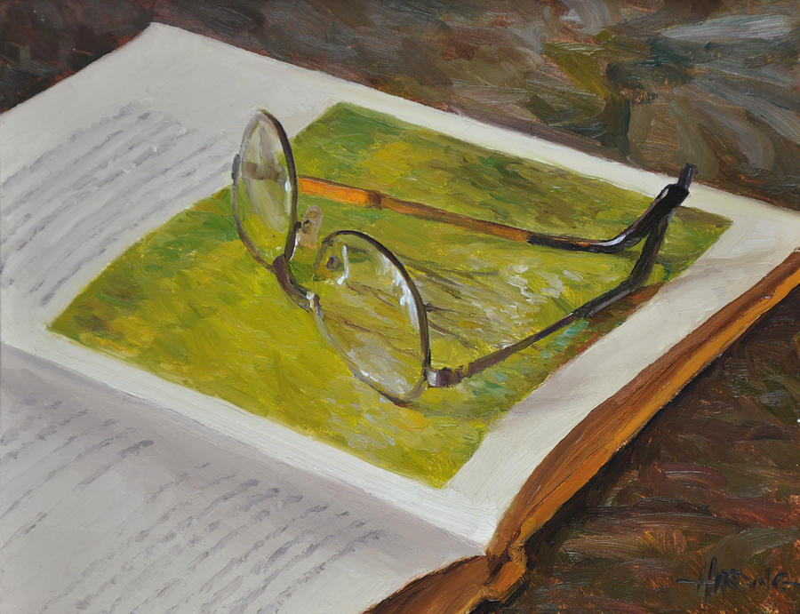 Book Painting - Reading Glasses by Scott Harding