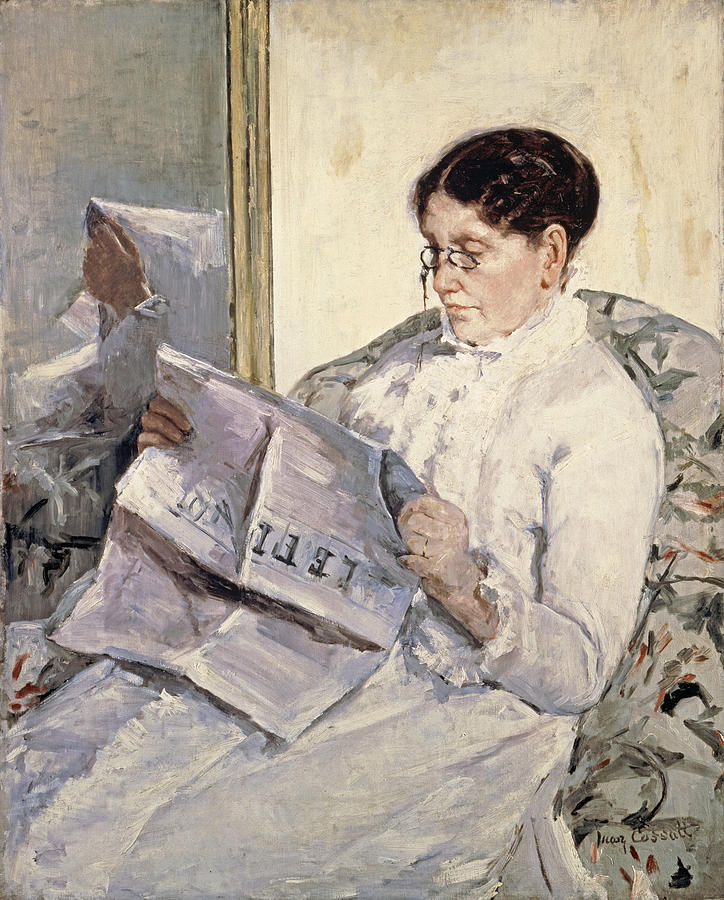Reading Le Figaro Painting by Celestial Images