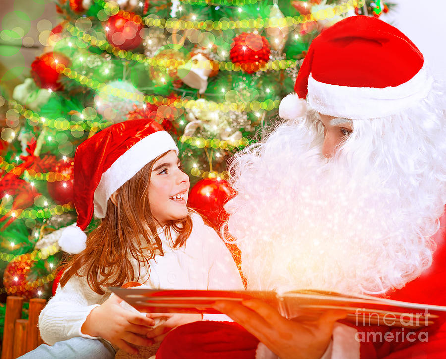Reading magic book with Santa Claus Photograph by Anna Om