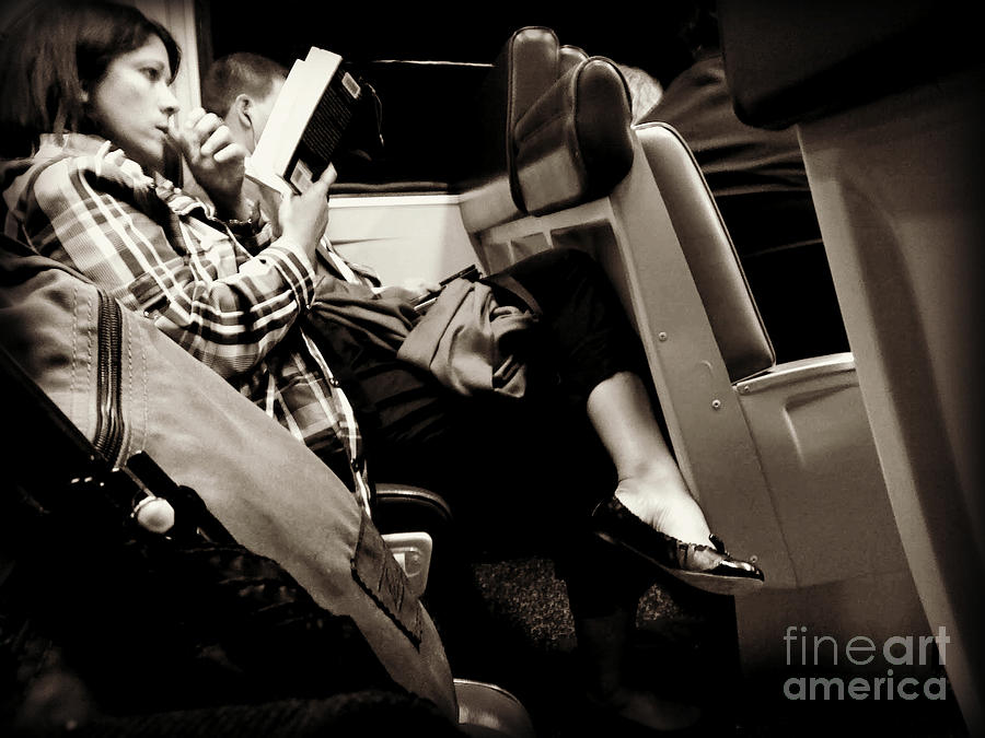 Absorbed - On the Train Photograph by Miriam Danar