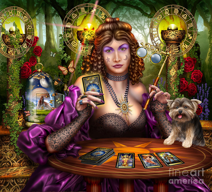 Fantasy Digital Art - Reading the Gilded Tarot by MGL Meiklejohn Graphics Licensing