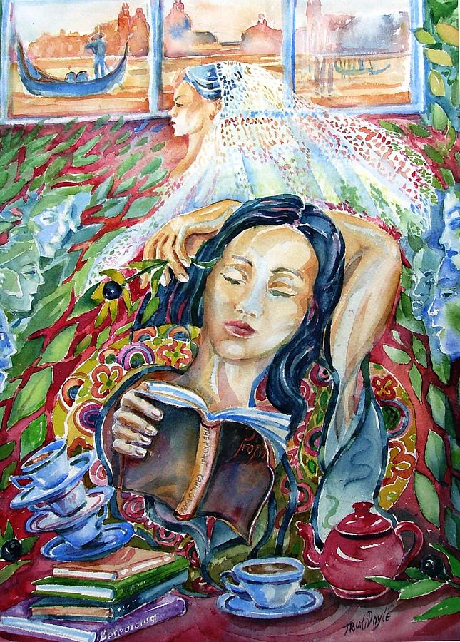 Cup Painting - Reading The Prophet by Kahil Gibran  by Trudi Doyle