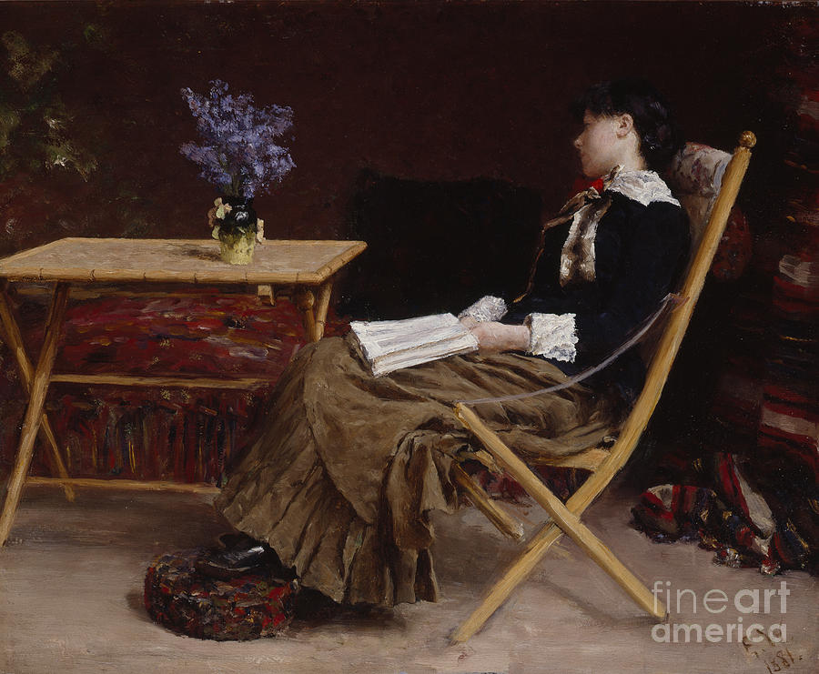 Reading woman Painting by Erik Werenskiold