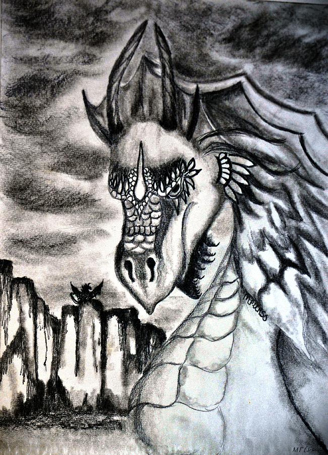 Dragon Drawing - Ready For Battle by Maria Urso