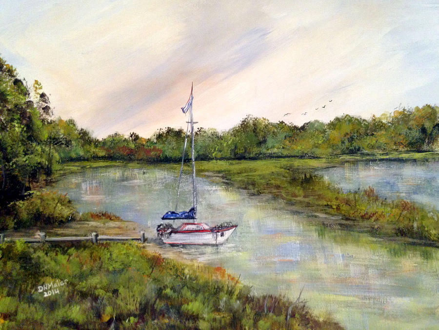 Marsh Morning Sailing Painting by Dorothy Maier