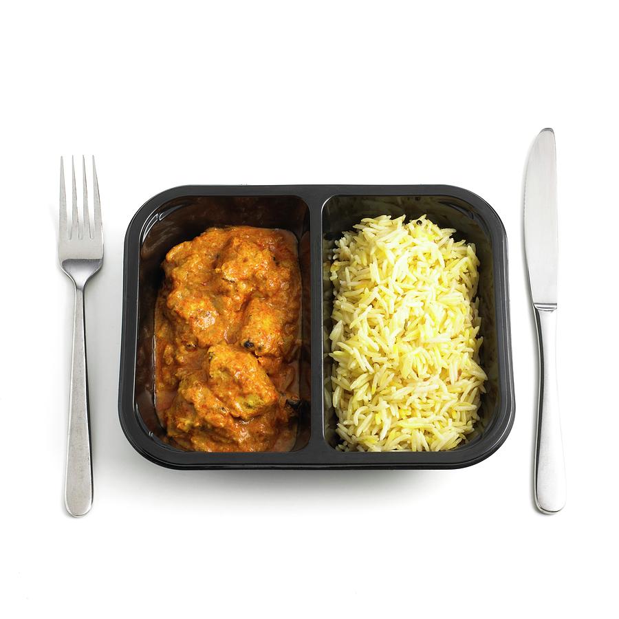 Close Up Photograph - Ready Meal Curry And Rice by Science Photo Library