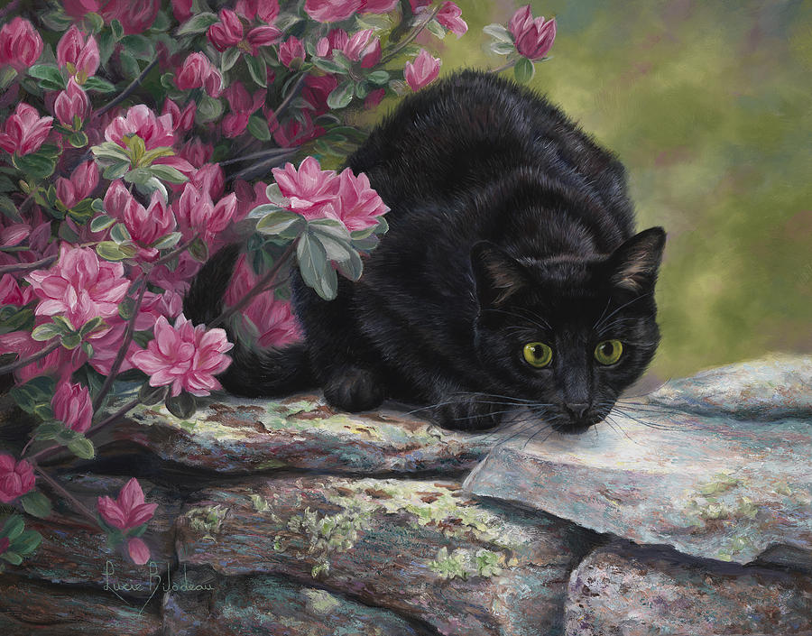 Cat Painting - Ready To Pounce by Lucie Bilodeau