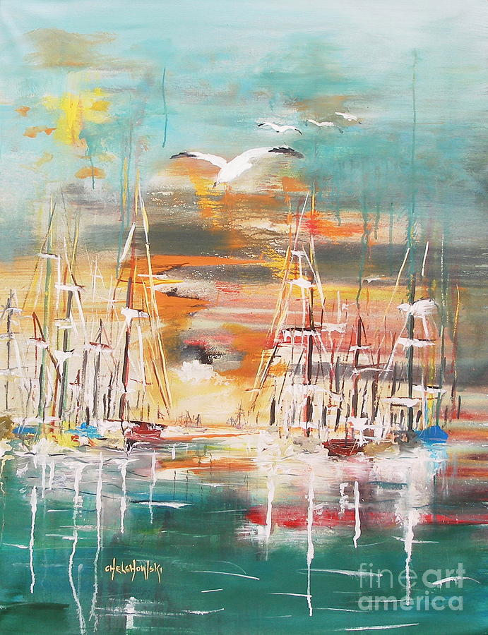 Ready To Sail Away Painting by Miroslaw  Chelchowski