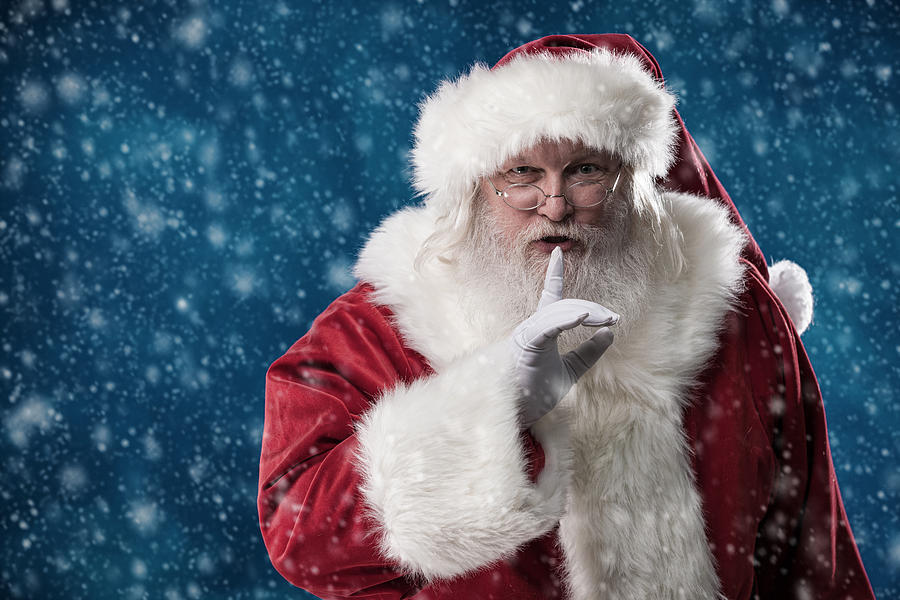 Real Santa With Finger to Lips Photograph by Avid_creative