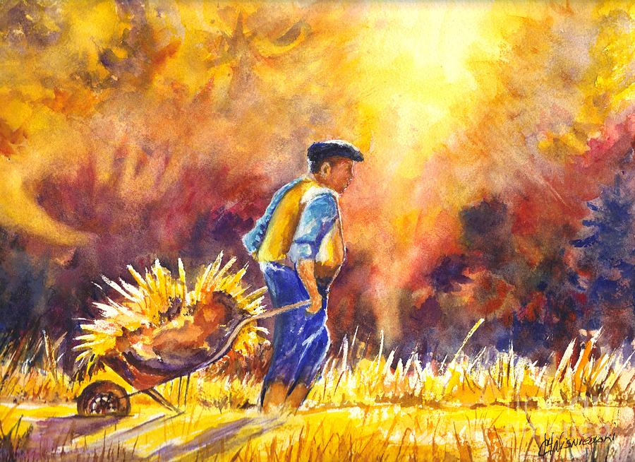 Sunset Painting - Reaping the Seasons Harvest by Carol Wisniewski