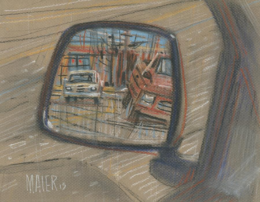 Car Drawing - Rear View by Donald Maier