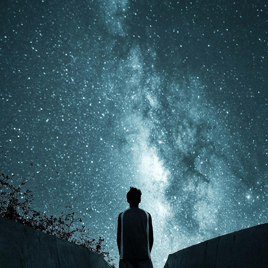 Rear View Of Man Looking At Star Field Photograph by Cal Ag / Eyeem