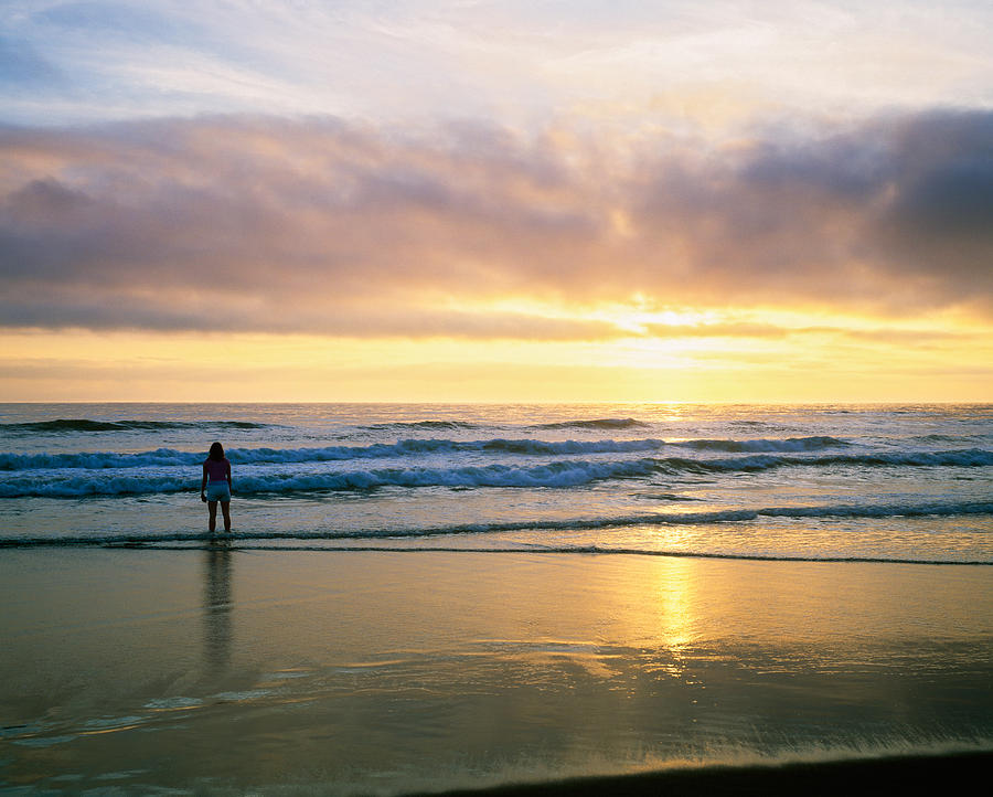 Rear View Of Woman On Beach Looking Photograph by Panoramic Images ...