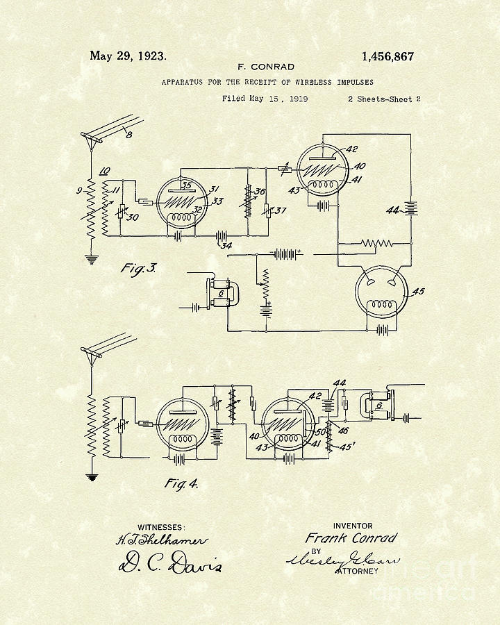Receiver 1923 Patent Art Drawing by Prior Art Design