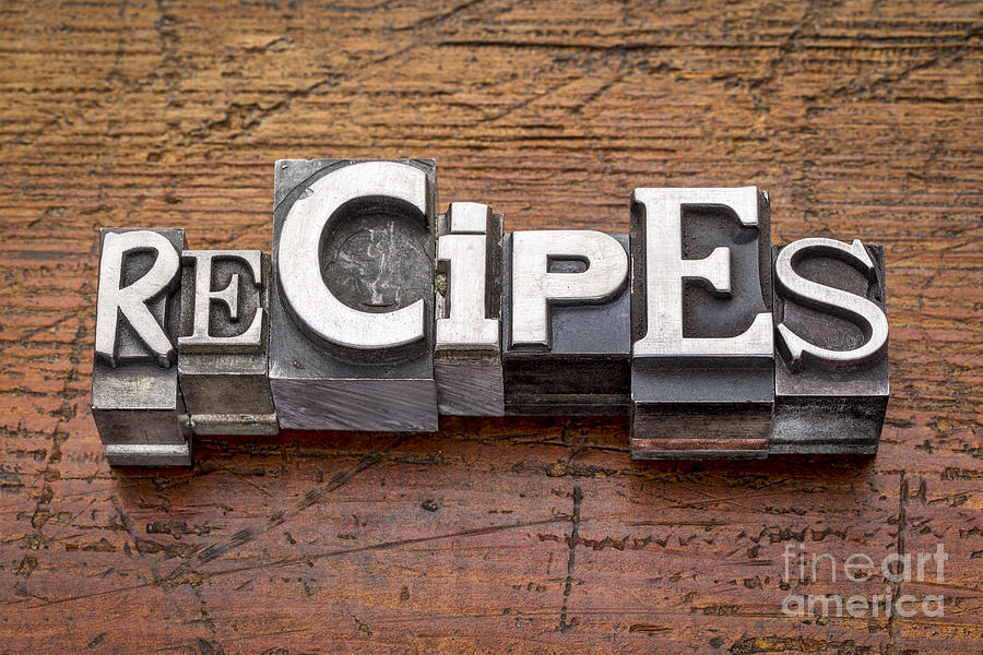 Typography Photograph - Recipes Word In Metal Type  by Marek Uliasz