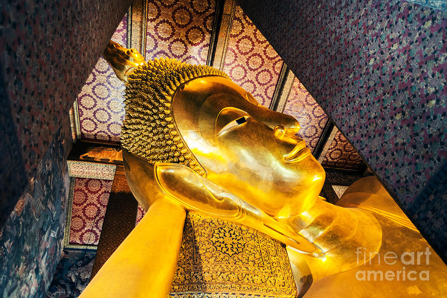 Reclining Buddha inside Wat Pho - Bangkok - Thailand Photograph by Matteo Colombo
