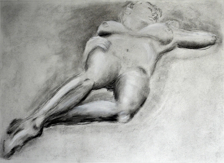 Nude Drawing - Reclining by Larry Edwards