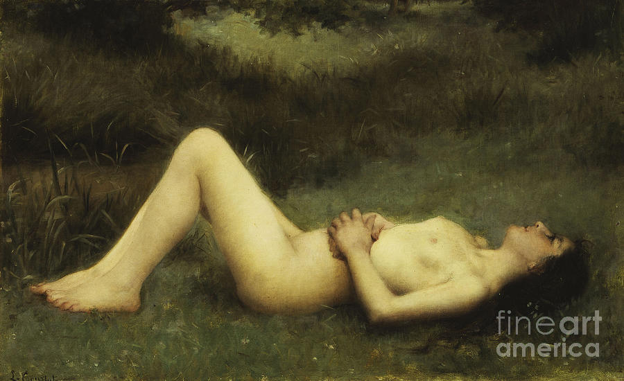 Reclining Nude Painting by Louis Courtat.