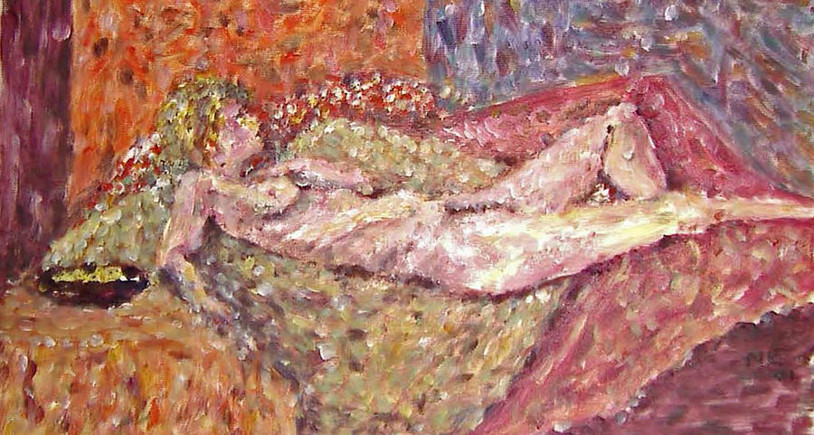 Reclining Nude Painting by Naini Kumar