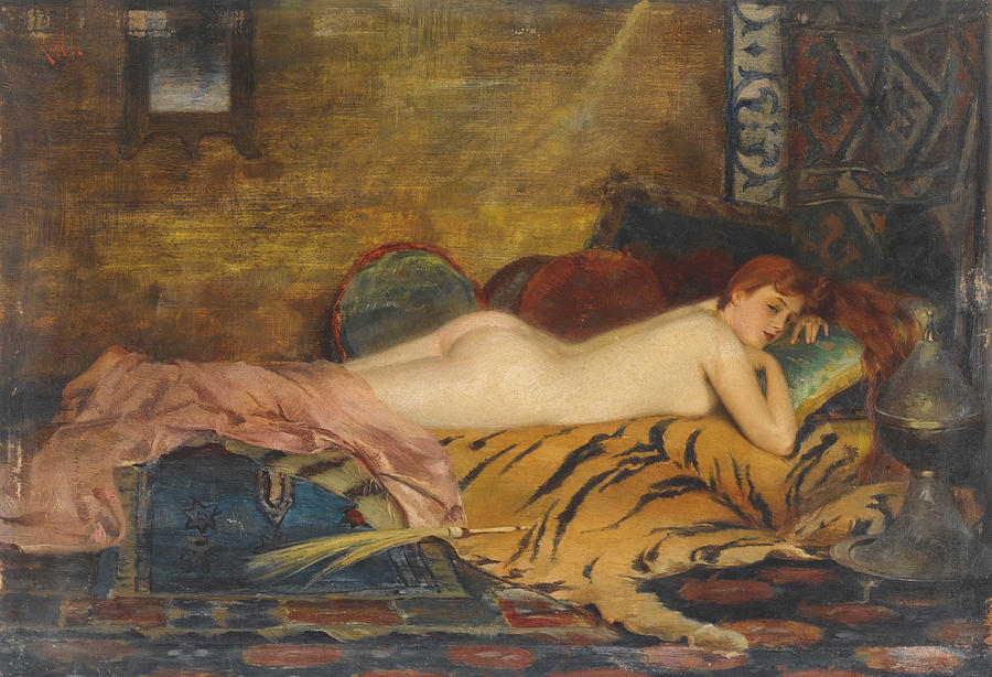 Reclining Nude Painting by Theodoros Rallis