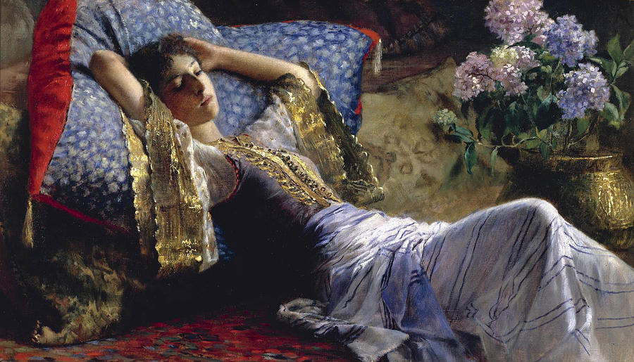 Reclining Odalisque  Painting by Ferdinand Max Bredt