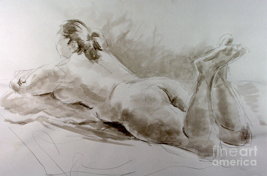 Nude Drawing - Reclining Rose by Andy Gordon