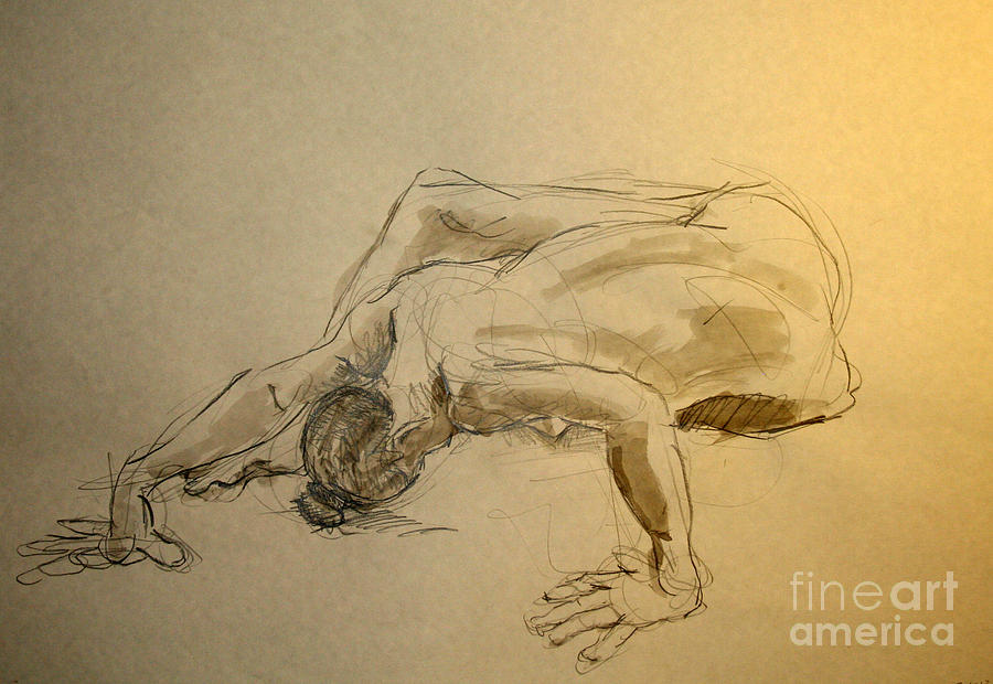 Nude Drawing - Reclining Sara by Andy Gordon