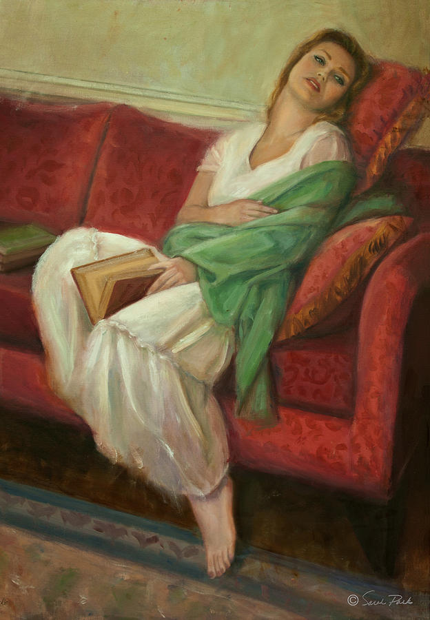 Reclining with Book Painting by Sarah Parks