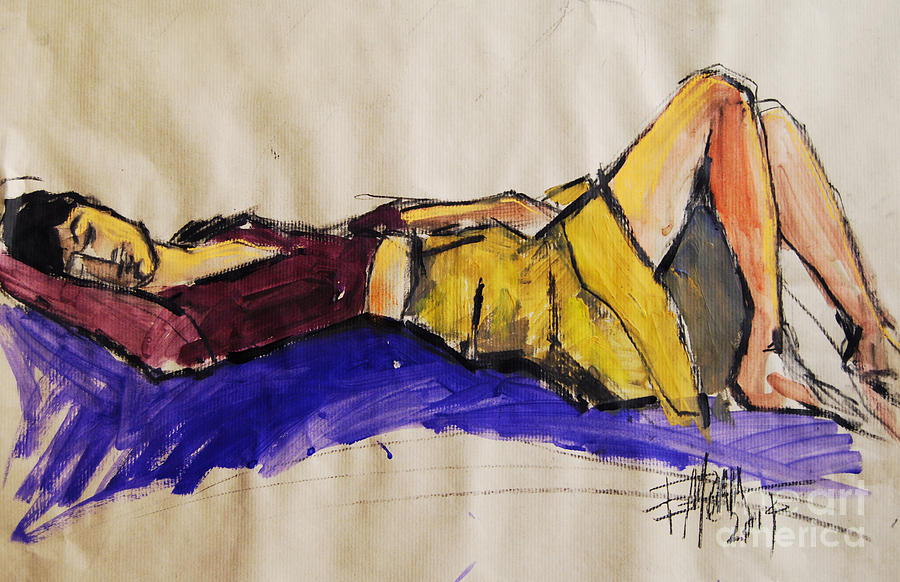 Abstract Painting - Reclining woman - Pia #5 - figure series by Mona Edulesco