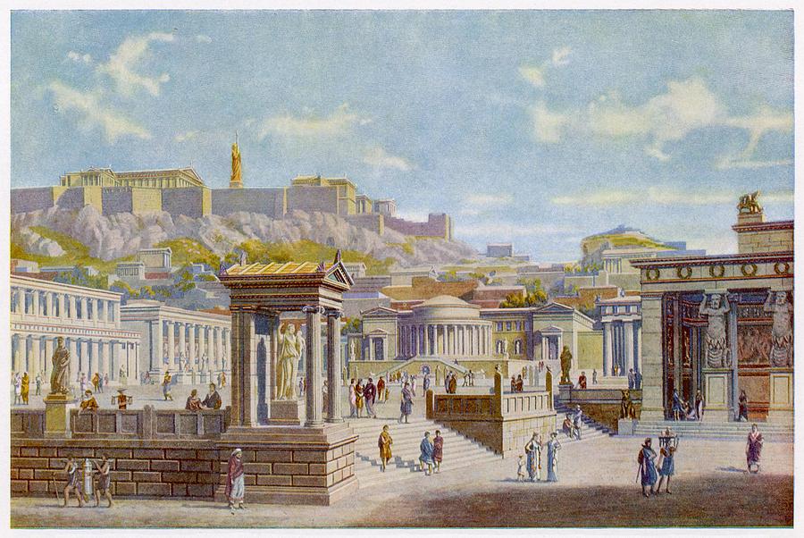 Reconstruction Of The Agora (main Drawing by Mary Evans Picture Library