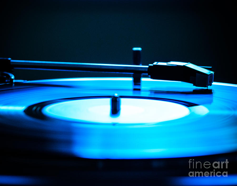 Music Photograph - Record Blues by Sonja Quintero