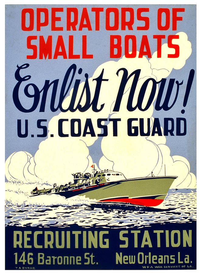 Vintage Photograph - Recruiting Poster - WW2 - Coast Guard by Benjamin Yeager