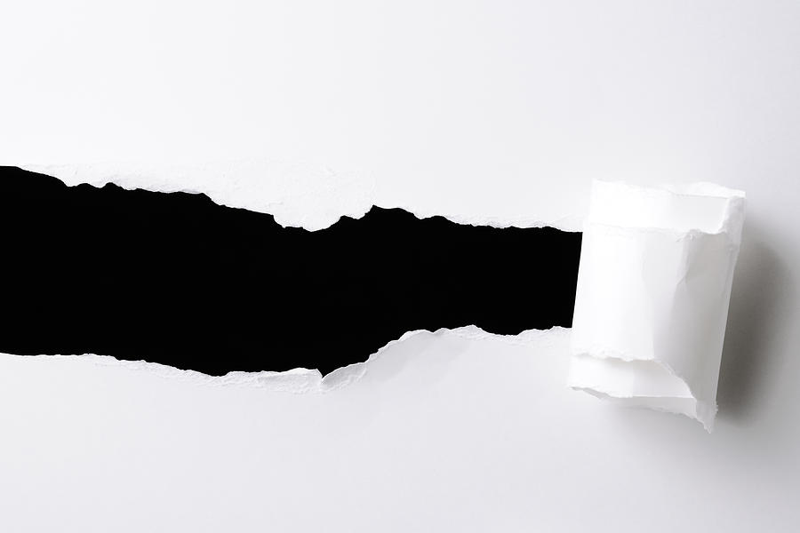 Rectangle hole in the white paper against black background Photograph by Kyoshino