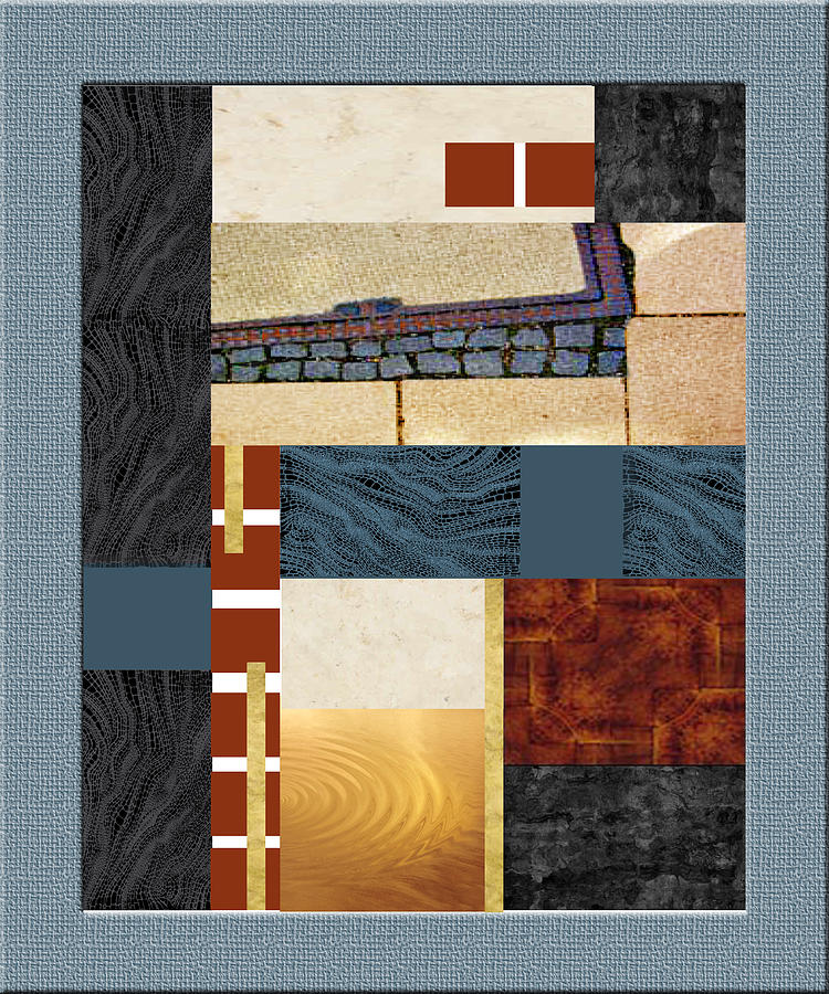 Rectangles of Textures in Slate Blue and Rust Painting by Elaine Plesser