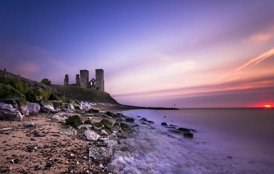 Castle Photograph - Reculver sunset by Ian Hufton